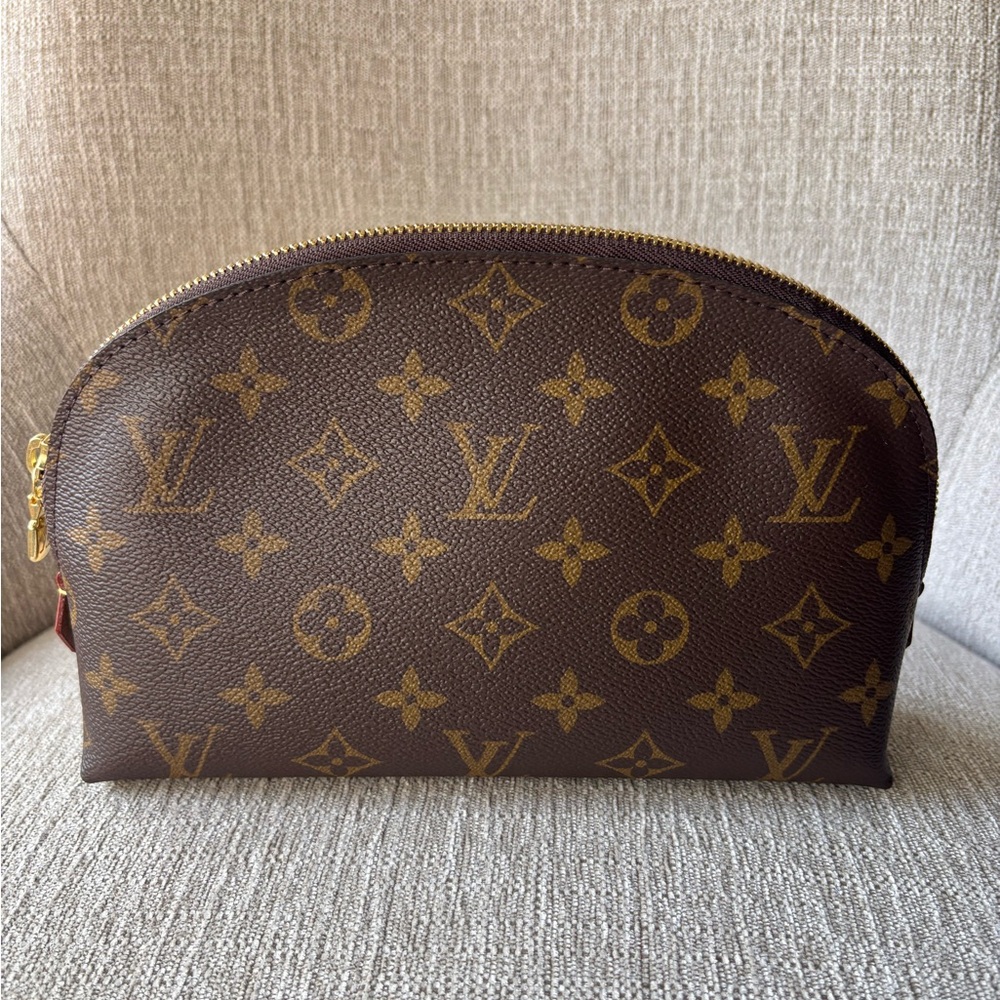 Louis Vuitton Brown Monogram Pouch with Gold Zipper